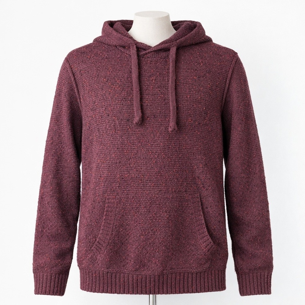 American Eagle Mens‎ Silk Wool Hoodie Sweater Maroon Sz S Knit Preppy Streetwear